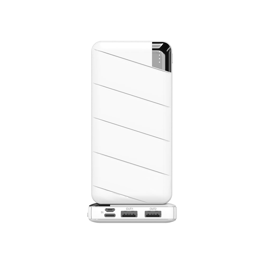 VHT-07 10000mAh Power Bank for Android Mobile in sleek white design with USB output ports.