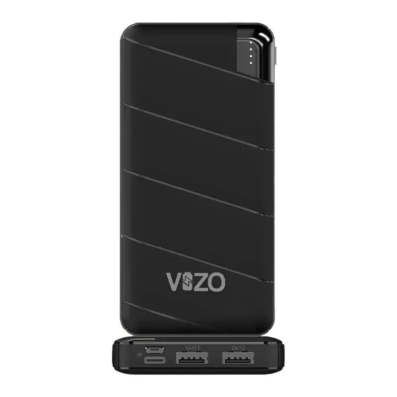 VHT-07 10000mAh Power Bank for Android Mobile front and back view showcasing USB ports and sleek design.