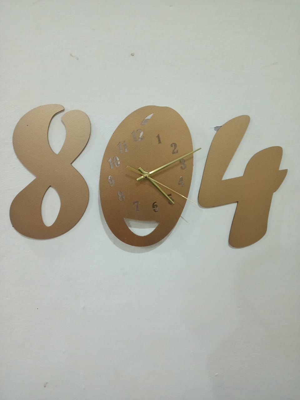 3D Wooden Wall Clock Golden Color 804