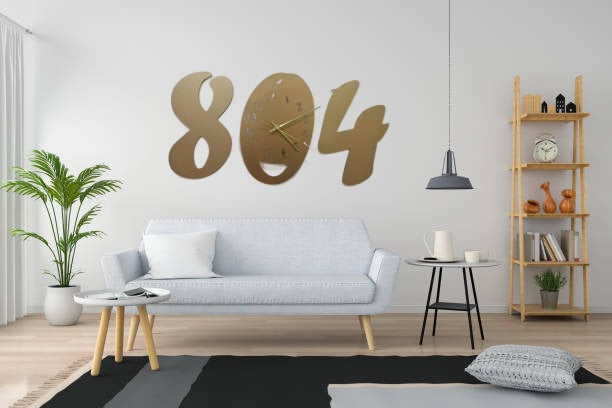 3D Wooden Wall Clock Golden Color 804