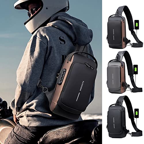 Fashion Men Sling Bag Pack with USB Charging Port