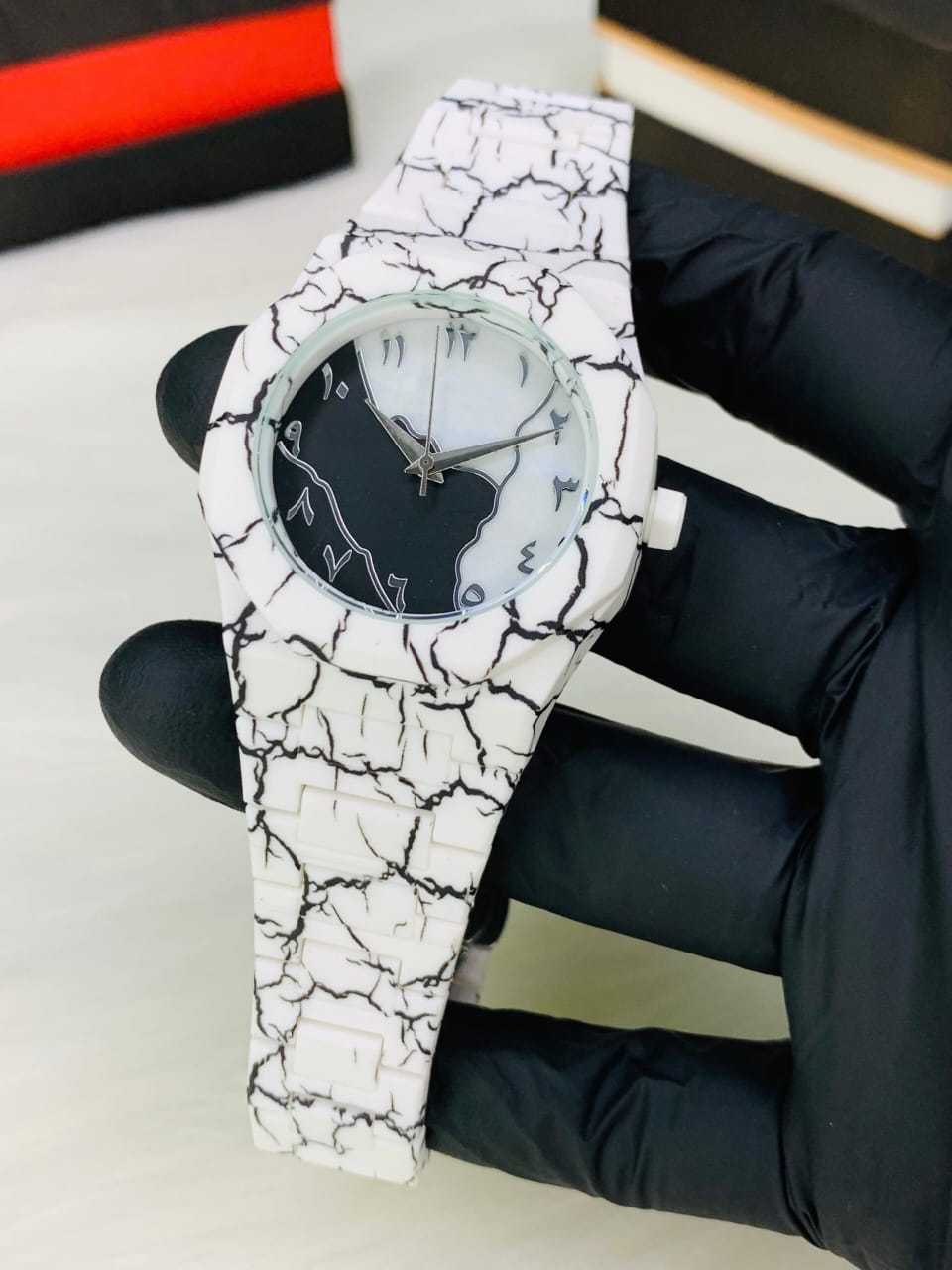 Arabic Aura White Marble Edition Watch