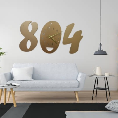3D Wooden Wall Clock Golden Color 804
